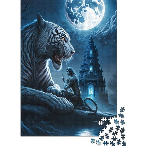 Puzzle 1000 Teile für Erwachsene, White Tiger4Jigsaw Puzzles, Familienpuzzles, geistige Kunst, Spiel, Spielzeug, Geschenk für 1000 Teile (75 x 50 cm) von TBDUEPS