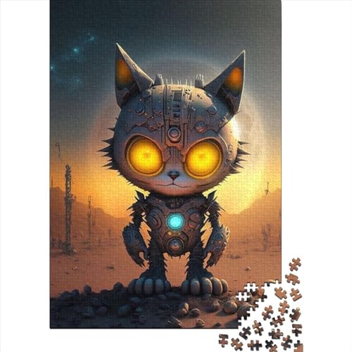 Puzzle 500 Teile für Erwachsene, Weltraum-mechanische Katze, Puzzles für die ganze Familie, geistige Kunst, Puzzlespiel, Spielzeug, Geschenk für 500 Teile (52 x 38 cm) von TBDUEPS