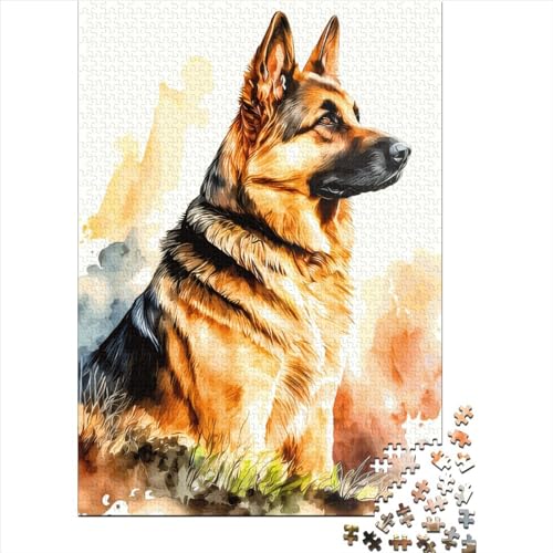 Puzzle für Erwachsene, 1000 Teile, Hund, Schäferhund, DIY, kreatives Puzzle, Holzpuzzle für 18+ und Erwachsene, 300 Teile (40 x 28 cm) von TBDUEPS