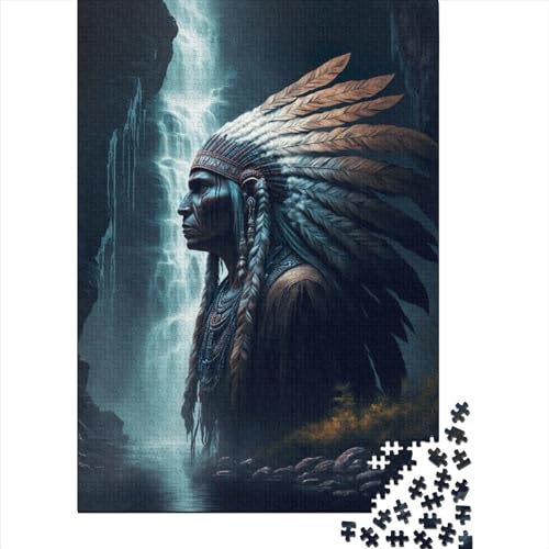 Puzzle für Erwachsene, 1000 Teile, Indianerhäuptling, Holzpuzzle für Erwachsene, Spiele, Lernspielzeug, 1000 Teile (75 x 50 cm) von TBDUEPS