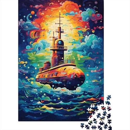 Puzzle für Erwachsene, 1000 Teile, farbenfrohes Flugzeugträgerschiff, kreatives DIY-Puzzle, Holzpuzzle für über 18 Jahre und Erwachsene, 300 Teile (40 x 28 cm) von TBDUEPS