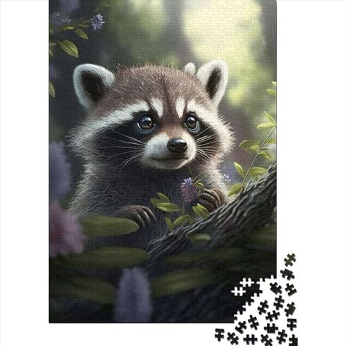 Puzzle für Erwachsene, 1000 Teile, süßer Waschbär 1, kreatives DIY-Puzzle, Holzpuzzle für ab 18 Jahren und Erwachsene, 300 Teile (40 x 28 cm) von TBDUEPS