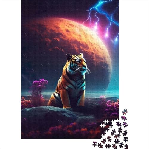 Puzzle für Erwachsene, 300 Teile, Tiger beobachtet das Weltall, Lernspielzeug, Puzzle, Heim-Wanddekoration, 300 Teile (40 x 28 cm) von TBDUEPS