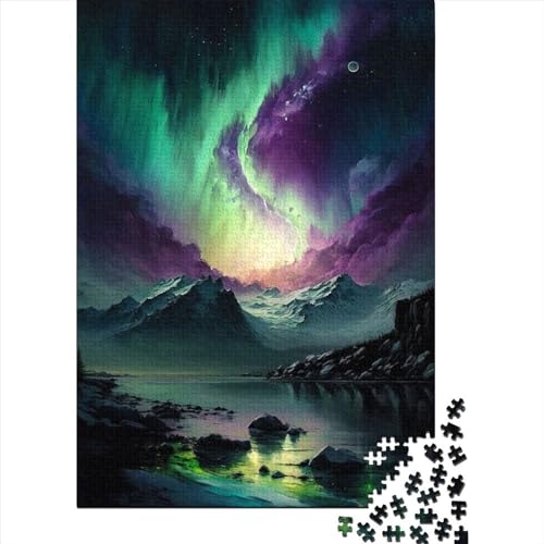 Puzzle für Erwachsene, 500 Teile, Lila, Grün, Nachthimmel, Holzpuzzle für Erwachsene, Spiele, Lernspielzeug, 500 Teile (52 x 38 cm) von TBDUEPS