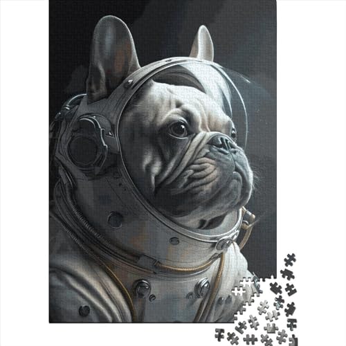 Puzzle für Erwachsene, Bulldoggen-Astronauten-Puzzle, 500 Teile, kreatives Holzpuzzle, Spielzeug, Dekompressionsspiele, Geschenke, 500 Teile (52 x 38 cm) von TBDUEPS