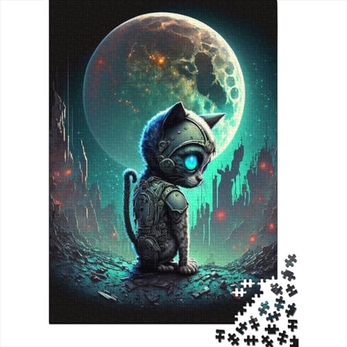 Puzzle für Erwachsene, Weltraum-Puzzle mit mechanischer Katze, 1000 Teile, Holzpuzzle für Heimdekoration, 1000 Teile (75 x 50 cm) von TBDUEPS