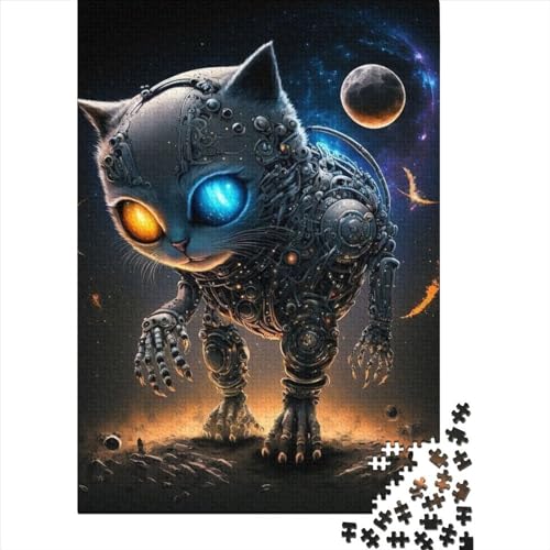 Puzzle für Erwachsene, Weltraum-Puzzle mit mechanischer Katze, 1000 Teile, kreatives Holzpuzzle, Spielzeug, Dekompressionsspiele, Geschenke, 1000 Teile (75 x 50 cm) von TBDUEPS