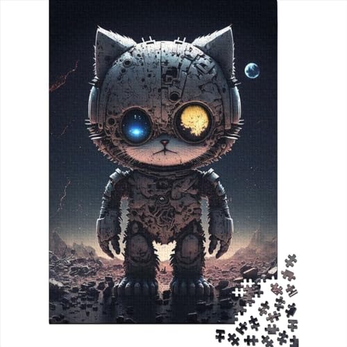 Puzzle für Erwachsene, Weltraum-Puzzle mit mechanischer Katze, 500 Teile, kreatives Holzpuzzle, Spielzeug, Dekompressionsspiele, Geschenke, 500 Teile (52 x 38 cm) von TBDUEPS