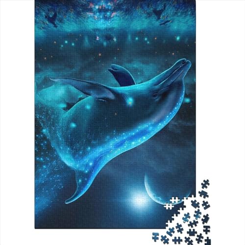 Puzzle für Erwachsene mit 1000 Teilen, Delphin-Weltraum-Puzzle, Gehirntraining, Herausforderung, Puzzlespiel, Geschenk für 1000 Teile (75 x 50 cm) von TBDUEPS