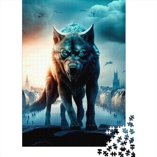 Puzzle für Erwachsene mit 300 Teilen, Fantasy Wolf1, rechteckiges Holzpuzzle, kreatives Puzzle-Geschenk für Freunde und Familie, 300 Teile (40 x 28 cm) von TBDUEPS