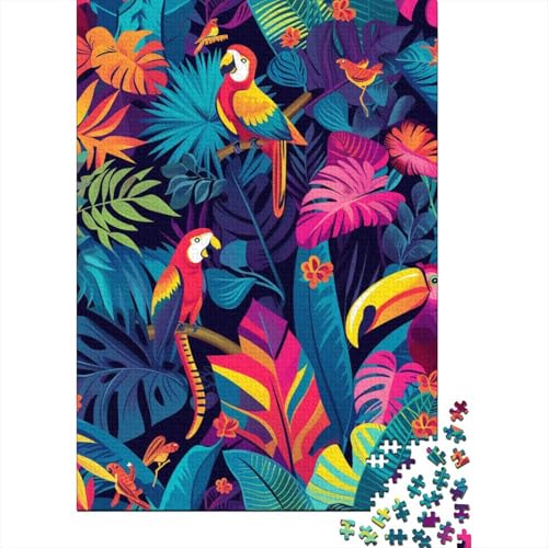 Puzzle mit tropischer Flora und Fauna, hochwertiges, 100% recyceltes Papppapier, rechteckiges Puzzle für Erwachsene und Teenager, einzigartiges Geschenk, 70 x 50 cm, 1000 Teile von TBDUEPS