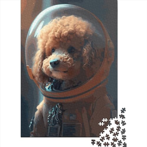 Red Poodle Astronaut Puzzle für Erwachsene 1000-teiliges Puzzle für Erwachsene Puzzle aus Holz, kreativ für Erwachsene, anspruchsvolles Spiel, 1000 Teile (75 x 50 cm) von TBDUEPS