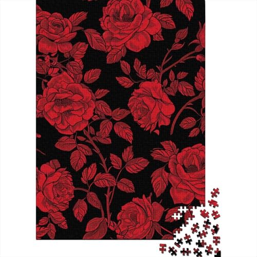 Rotes Rosenblumen-Puzzle, Premium-Puzzle aus 100% Recycling-Pappe, 100% recycelter Karton, für Kinder und Erwachsene ab 12 Jahren, Ostergeschenk, 38 x 26 cm, 1000 Teile von TBDUEPS