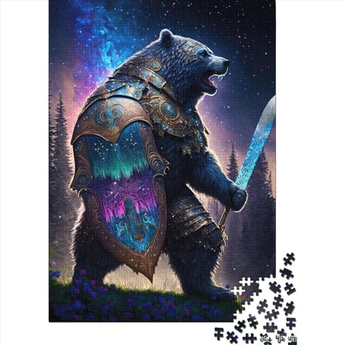 Schildkrieger-Bär-Puzzle, 1000 Teile, Holzpuzzle, Spielzeug, Familienspiel, Schwierigkeitsgrad, Herausforderung, Puzzles 1000 Teile (75 x 50 cm) von TBDUEPS