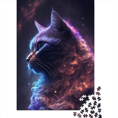 Space Cat Puzzle 1000 Teile Holzpuzzle Erwachsene Puzzlespiele Lernspielzeug 1000 Teile (75x50cm) von TBDUEPS