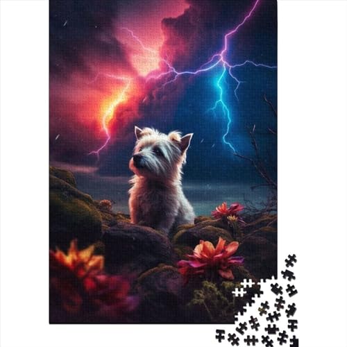 Süßer Bichon-Hund auf dem Mars, Puzzle 300 Teile, Holzpuzzle für Erwachsene, Puzzlespiele, Lernspielzeug, 300 Teile (40 x 28 cm) von TBDUEPS