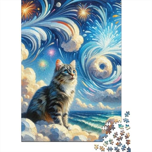 Süßes Katzen-Puzzle, 100% Recycling-Karton, 100% Recycling-Karton, Puzzle für Jungen oder Mädchen, Ostergeschenk, 70 x 50 cm, 1000 Teile von TBDUEPS