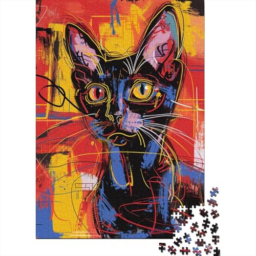 Süßes Katzen-Puzzle, Lernspiele, Familienaktivitäten, Premium-Karton-Puzzle für Frauen und Männer, Ostergeschenk, 38 x 26 cm/1000 Teile von TBDUEPS