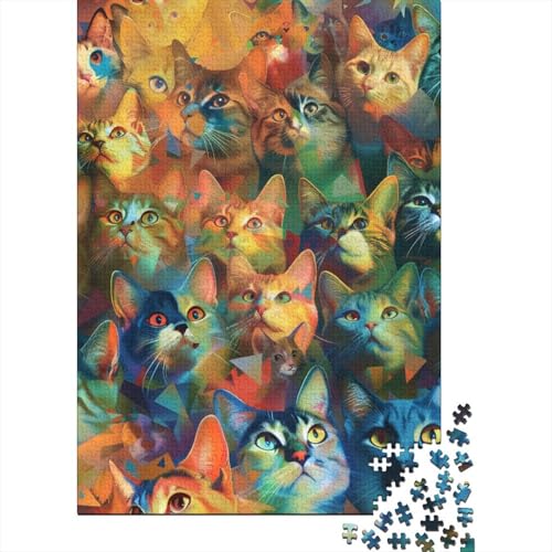 Süßes Katzenpuzzle, schwierige Herausforderung, 100 Prozent recycelte Pappe, Puzzle für Kinder und Erwachsene ab 12 Jahren, 38 x 26 cm, 1000 Teile von TBDUEPS