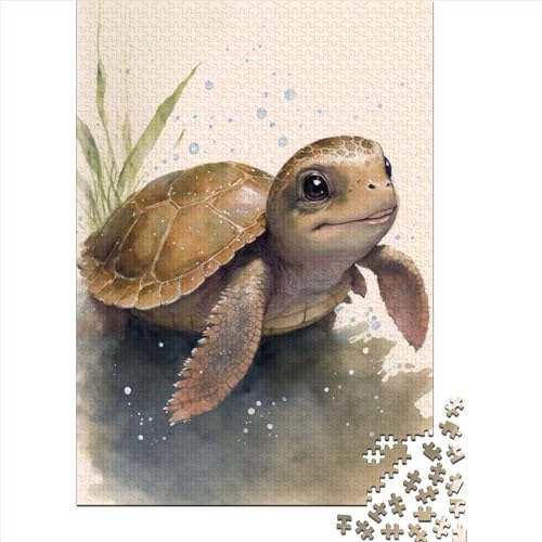 Süßes Puzzle mit Schildkröten-Malerei, 1000 Teile, Puzzle für Erwachsene, Lernspiele, Spielzeug, DIY, kreatives Holzpuzzle, Geschenke, 1000 Teile (75 x 50 cm) von TBDUEPS