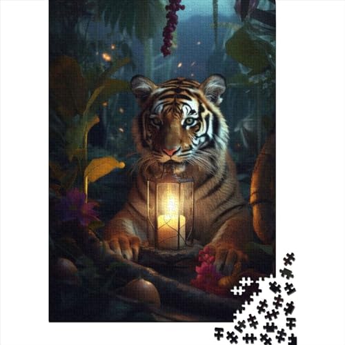 Tigerjunges, magische Lampe, 1000-teiliges Puzzle, Holzpuzzle für Erwachsene, schwieriges Puzzle für Erwachsene, 1000 Teile (75 x 50 cm) von TBDUEPS