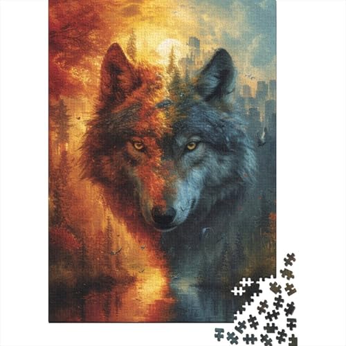 Wolf Puzzle Relax Challenge Spielzeug Papier Rechteckiges Puzzle für Jungen oder Mädchen Vatertagsgeschenke 38x26cm/1000 Teile von TBDUEPS