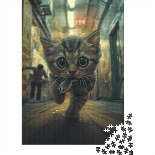 Zwergkatze Puzzle Spielzeug Lernspiel Premium Karton Puzzle für Erwachsene Kinder Ostergeschenk 70x50cm/1000 Teile von TBDUEPS