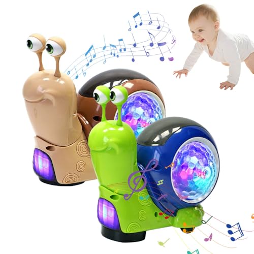 Baby Spielzeug Sensorik Spielzeug für Babys, Kleinkind Leuchtende Schnecke Spielzeug, Kriechende Schnecke Spielzeug mit Licht & Musik, Lernspielzeug für Kleinkind für 1 2 3 Jahr mädchen Jungen (A#+B#) von TBLMPNE