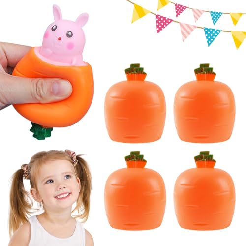 Stressball Anti Stress Spielzeug Bälle, 4 Pcs Kaninchen Spielzeug Ostergeschenke Kinder, Antistressball für Kinder Erwachsene Ostern Geburtstagsgeschenk, Kleine Geschenke für Kinder (Rosa-4 Pcs) von TBLMPNE