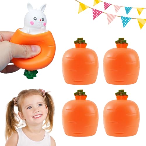 Stressball Anti Stress Spielzeug Bälle, 4 Pcs Kaninchen Spielzeug Ostergeschenke Kinder, Antistressball für Kinder Erwachsene Ostern Geburtstagsgeschenk, Kleine Geschenke für Kinder (Weiß-4 Pcs) von TBLMPNE