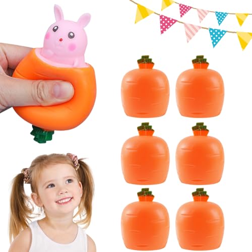 Stressball Anti Stress Spielzeug Bälle, 6 Pcs Kaninchen Spielzeug Ostergeschenke Kinder, Antistressball für Kinder Erwachsene Ostern Geburtstagsgeschenk, Kleine Geschenke für Kinder (Rosa-6 Pcs) von TBLMPNE