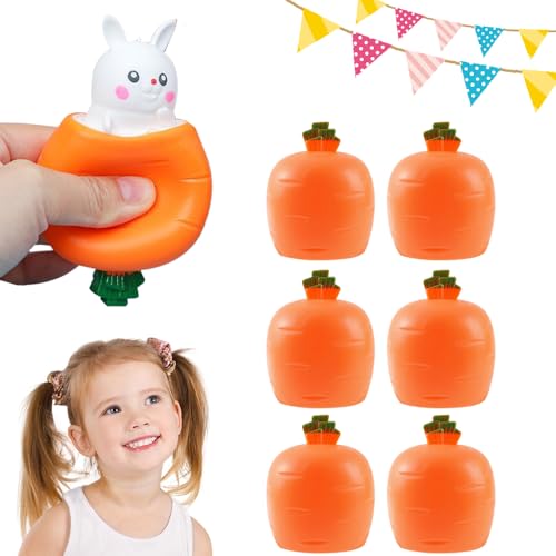 Stressball Anti Stress Spielzeug Bälle, 6 Pcs Kaninchen Spielzeug Ostergeschenke Kinder, Antistressball für Kinder Erwachsene Ostern Geburtstagsgeschenk, Kleine Geschenke für Kinder (Weiß-6 Pcs) von TBLMPNE