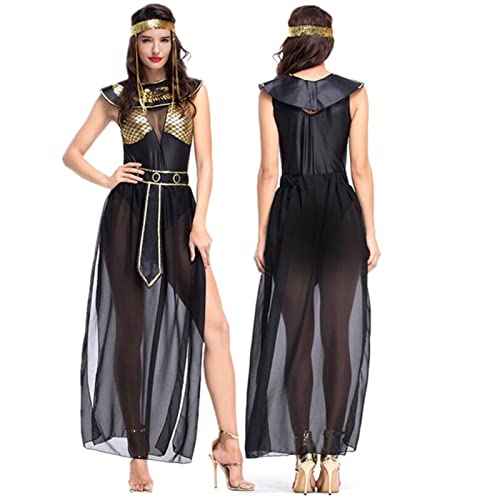 TBTROQXCT Gold Ägypten Pharao Kostüme for Halloween Party Erwachsene Kleidung Ägyptische Königin Frauen Neujahr Purim Kostüm(M) von TBTROQXCT