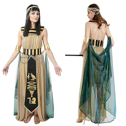 TBTROQXCT Halloween Herren Pharao Kostüm Cosplay Ägypten Ägyptischer König Frauen Kaiserin Kleopatra Königin Priester Kostüm Outfits for Erwachsene(Women,L) von TBTROQXCT