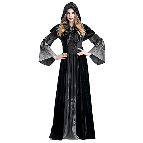 TBTROQXCT Halloween-Kostüm, Hexenkleid, Damen, for Erwachsene, Übergröße, gruseliges Cosplay, Gothic, neue Zauberer-Halloween-Kostüme for Damen(L) von TBTROQXCT