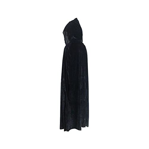 TBTROQXCT Halloween-Umhang aus Samt for Erwachsene, Umhang mit Kapuze, mittelalterliches Kostüm, Hexe, Wicca, Vampir, Halloween-Kostüm, Mäntel, 5 Farben(Black1) von TBTROQXCT