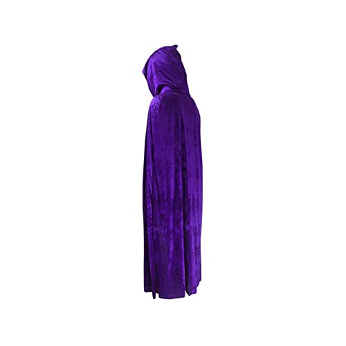 TBTROQXCT Halloween-Umhang aus Samt for Erwachsene, Umhang mit Kapuze, mittelalterliches Kostüm, Hexe, Wicca, Vampir, Halloween-Kostüm, Mäntel, 5 Farben(Purple1) von TBTROQXCT