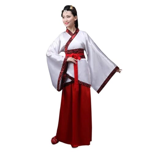 TBTROQXCT Hanfu-Kleid for Frauen, altchinesischer Stil, Tang-Anzug, Prinzessin-Chaise-Kleid, Performance-Kostüm(White red1,3XL) von TBTROQXCT