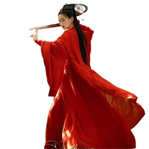 TBTROQXCT Rote Schwertkämpferin Hanfu Kleid Frauen Cosplay Chinesische Traditionelle Kleidung Tanzbekleidung Damenbekleidung Halloween Party Kostüm Outfits(L) von TBTROQXCT