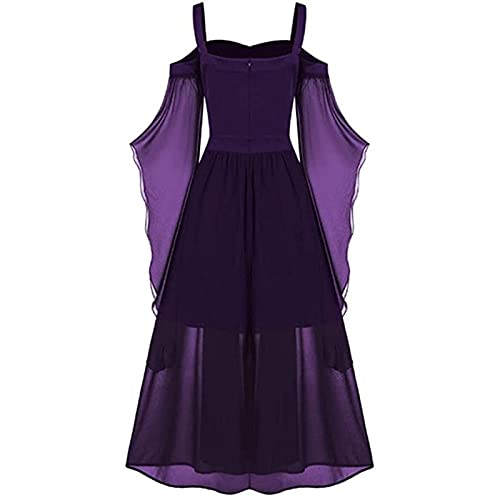 TBTROQXCT Schulterfreies Kleid for Damen, Halloween, U-Boot-Ausschnitt, Fliegenärmel for Damen, Hexenkostüm, Frauen, Difrases Hallowen Mujer Vampire(Black1,L) von TBTROQXCT