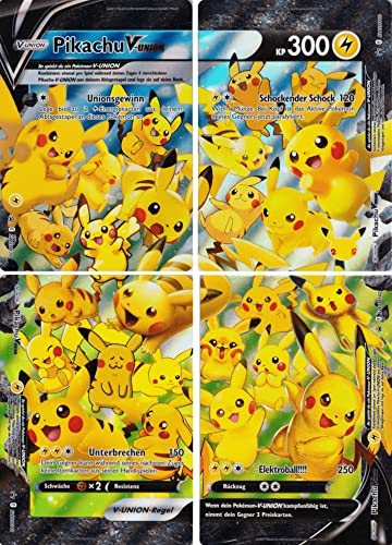 Pikachu V-Union 4 Karten-Set Schwert & Schild Promo SWSH139-142 Sammelkarten Pokemon Einzelkarten von TCG Pokemon