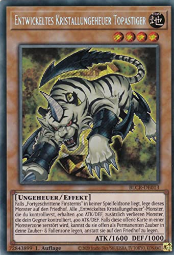 BLCR-DE013 - Entwickeltes Kristallungeheuer Topastiger - Secret Rare - Deutsch - 1. Auflage - im Set mit Ultrapro Toploader - Yugioh von TCG