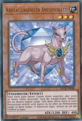 BLCR-DE048 - Kristallungeheuer Amethystkatze - Ultra Rare - Deutsch - 1. Auflage - im Set mit Ultrapro Toploader - Yugioh von TCG