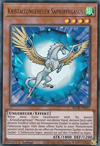 BLCR-DE053 - Kristallungeheuer Saphirpegasus - Ultra Rare - Deutsch - 1. Auflage - im Set mit Ultrapro Toploader - Yugioh von TCG