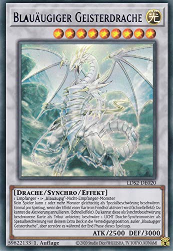 TCG LDS2-DE020 - Blauäugiger Geisterdrache Ultra Rare DE im Set mit Ultrapro Toploader Yugioh von TCG