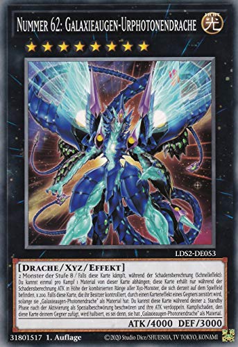 TCG LDS2-DE053 - Nummer 62: Galaxieaugen-Urphotonendrache Common DE im Set mit Ultrapro Toploader Yugioh von TCG