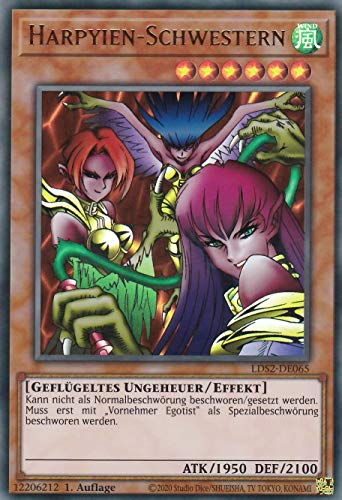 LDS2-DE065 - Harpyien-Schwestern - Ultra Rare - DE - im Set mit Ultrapro Toploader - Yugioh von TCG