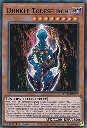 LDS3-DE002 - Dunkle Todesfurcht - Ultra Rare - Deutsch - 1. Auflage - im Set mit Ultrapro Toploader - Yugioh von TCG