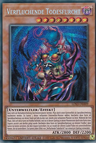 TCG LDS3-DE009 - Verfluchende Todesfurcht - Secret Rare - Deutsch - 1. Auflage - im Set mit Ultrapro Toploader - Yugioh von TCG