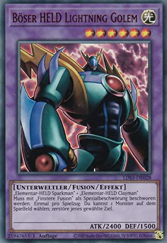 LDS3-DE028 - Böser HELD Lightning Golem - Ultra Rare - Deutsch - 1. Auflage - im Set mit Ultrapro Toploader - Yugioh von TCG